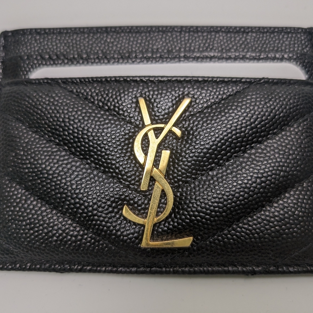 PRE OWNED YSL CARDHOLDER WITH GOLD HARDWARE
